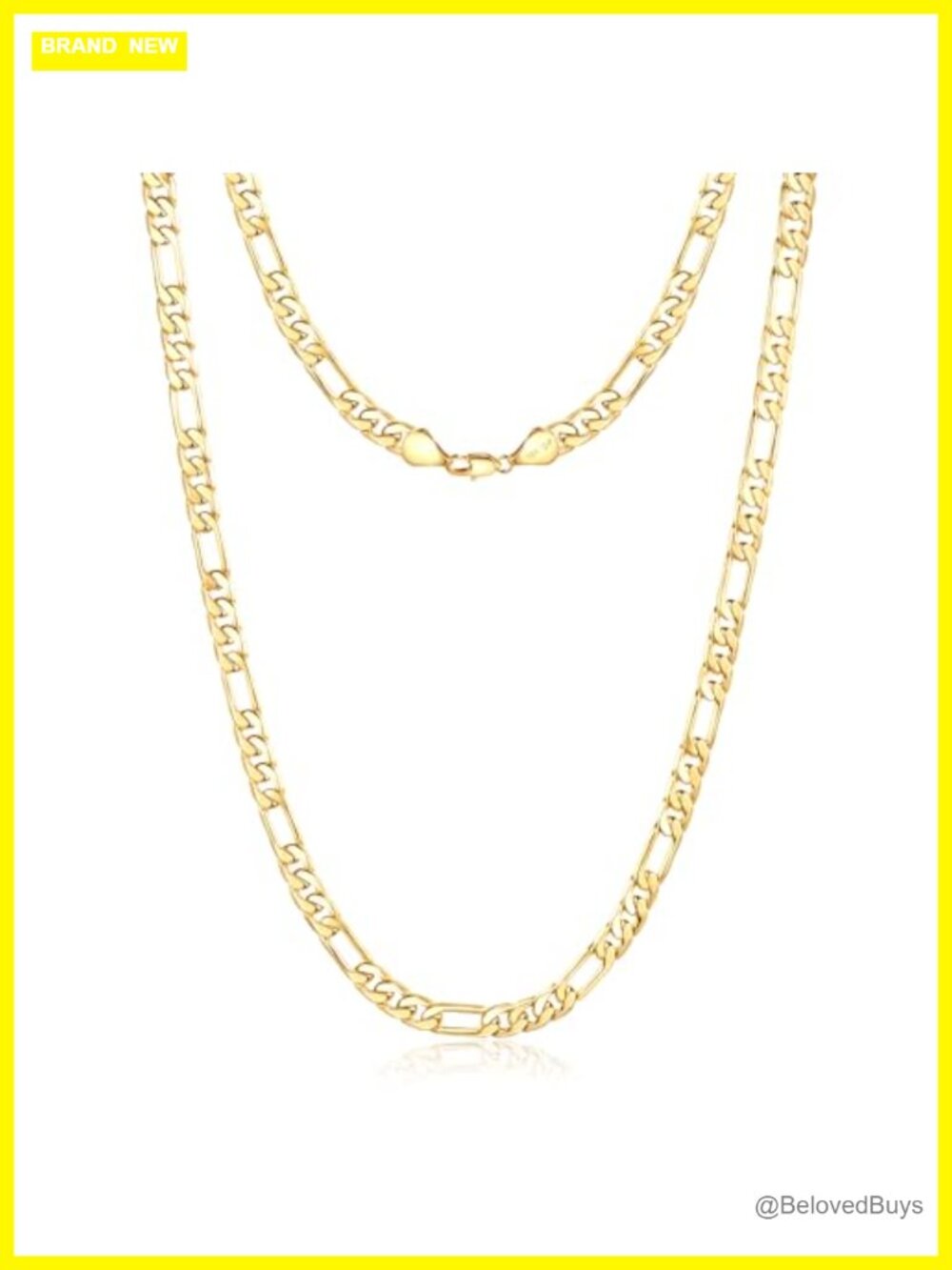 14K Gold Figaro Chain Necklace Lobster Clasp Polished Unisex Jewelry Gift